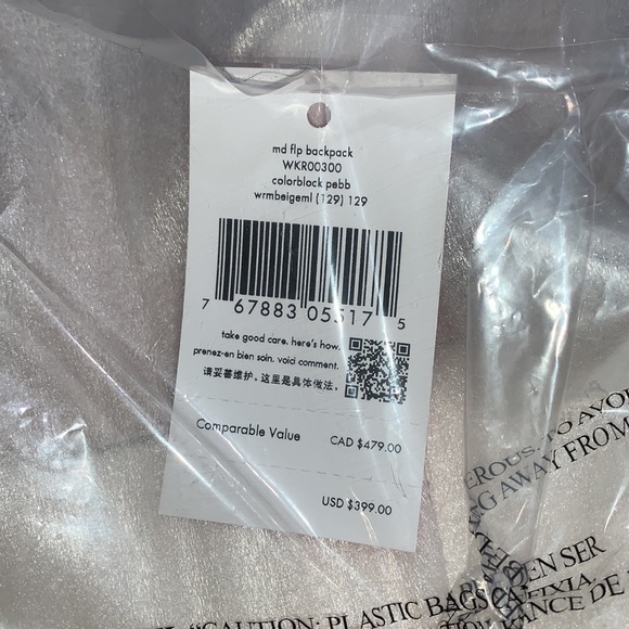 ♠️ kate spade ♠️ Leila Colorblock Pebbled Leather Medium Flap Backpack, Beige - Picture 6 of 9